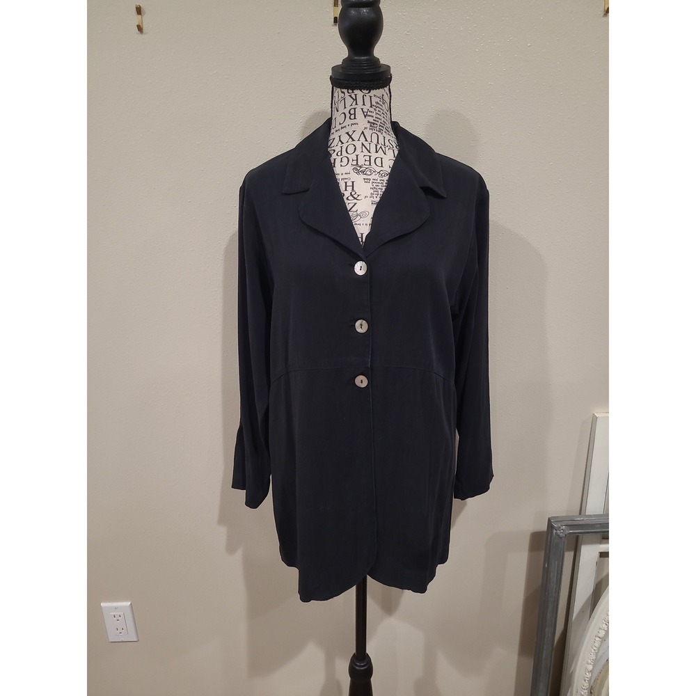 Vtg. Timbuktu Station USA Women SZ 2 or Lg 100% tencel lagen look collar pockets